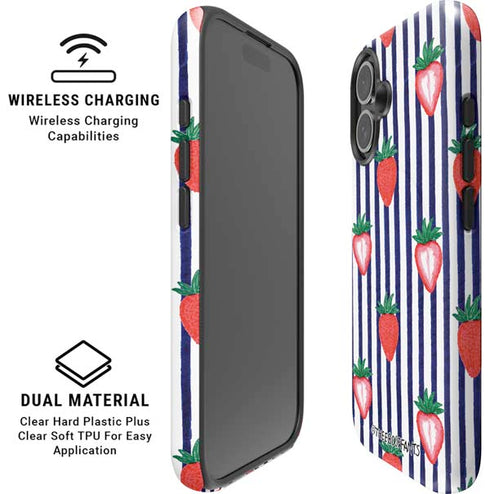 Bouffants and Broken Hearts Strawberries and Stripes iPhone 16 Magsafe Impact Case